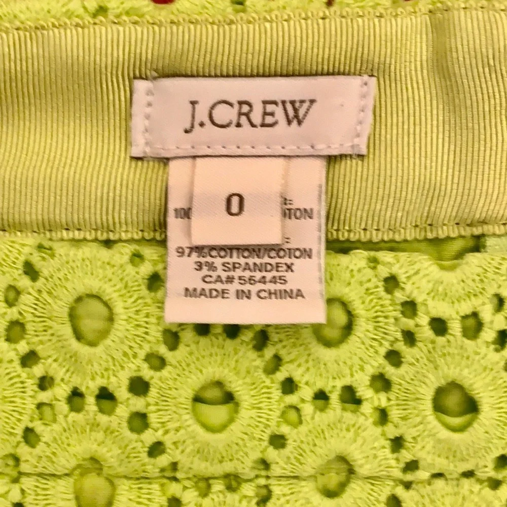 J. Crew Neon Lime Eyelet Pencil Skirt